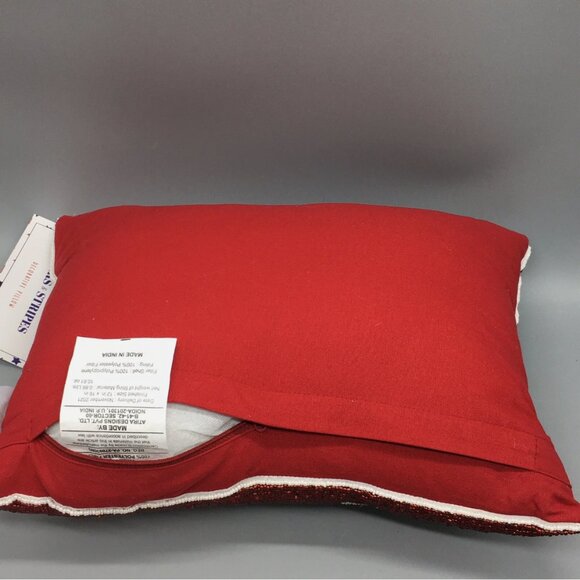 Stars Stripes American Flag Beaded Accent Pillow July 4th Patriotic Decor 12x16" - Picture 8 of 8